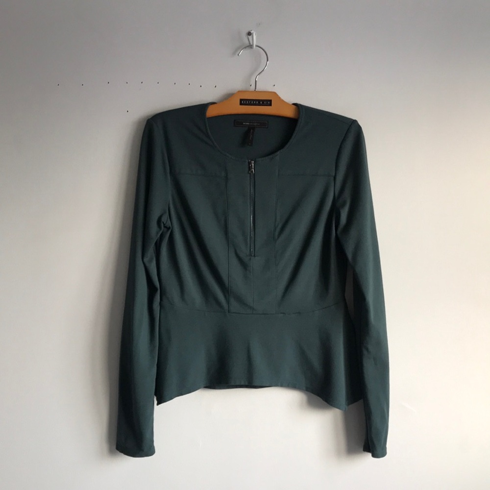 BCBG forest green blouse